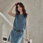 Sleeveless Denim Mini Dress SMS0016