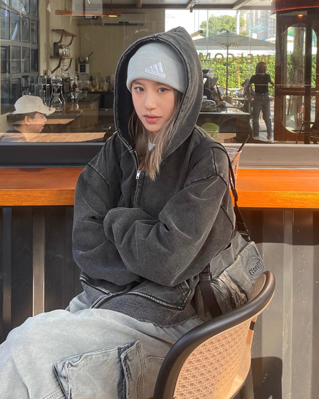 Washed Loose Zip Hoodie CYE0040