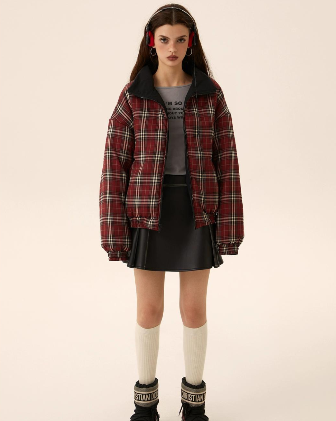 Plaid Down Jacket EZK0030