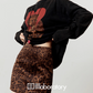 Heart Leopard Long Sleeve T-Shirt / Leopard Skirt LLA0535