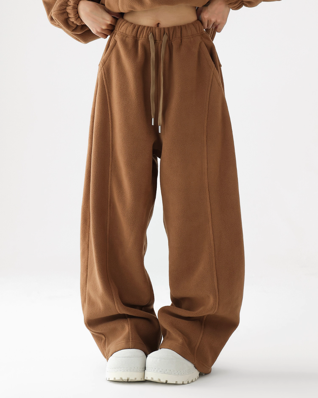 Half-Zip Stand Collar Fleece Top / Wide-Leg Sweatpants ACS0300