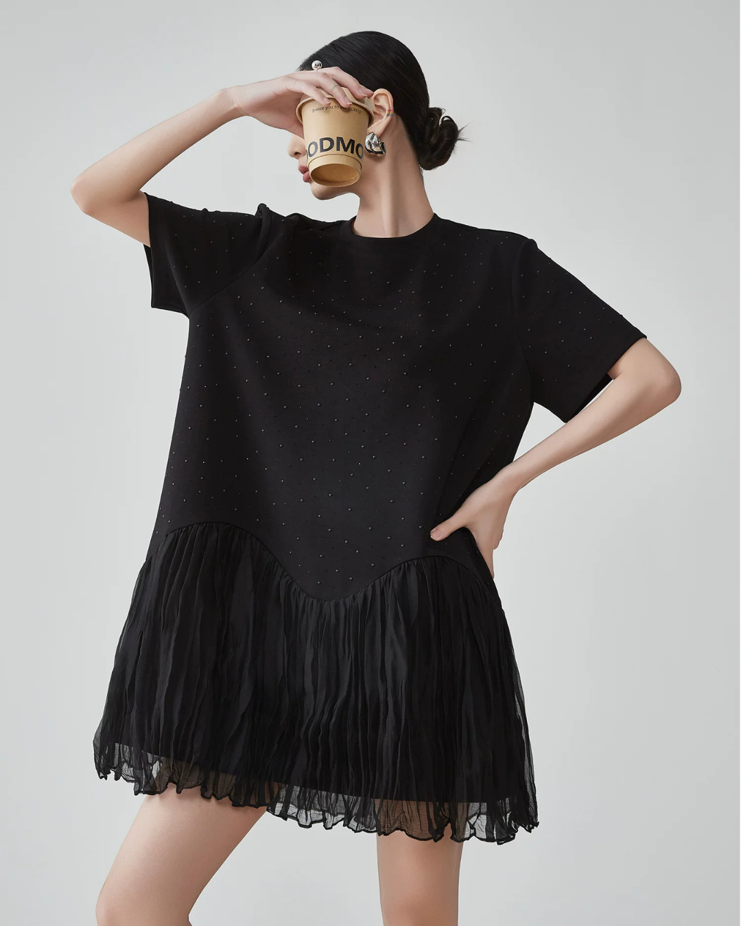 Pleated Docking Mini Dress FER0238
