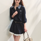 Plaid Lapel Black Dress ASG0067