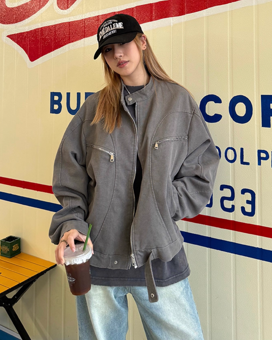 Vintage Washed Zipper Jacket CYE0056