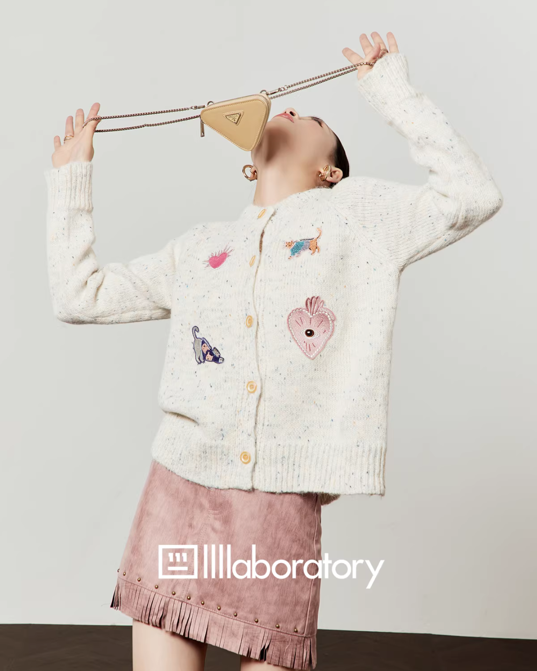 Playful Patch Knit Top / Fringe Mini Skirt LLA0629