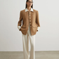 Button-Design Luxury Jacket / White Straight Pants SUY0029