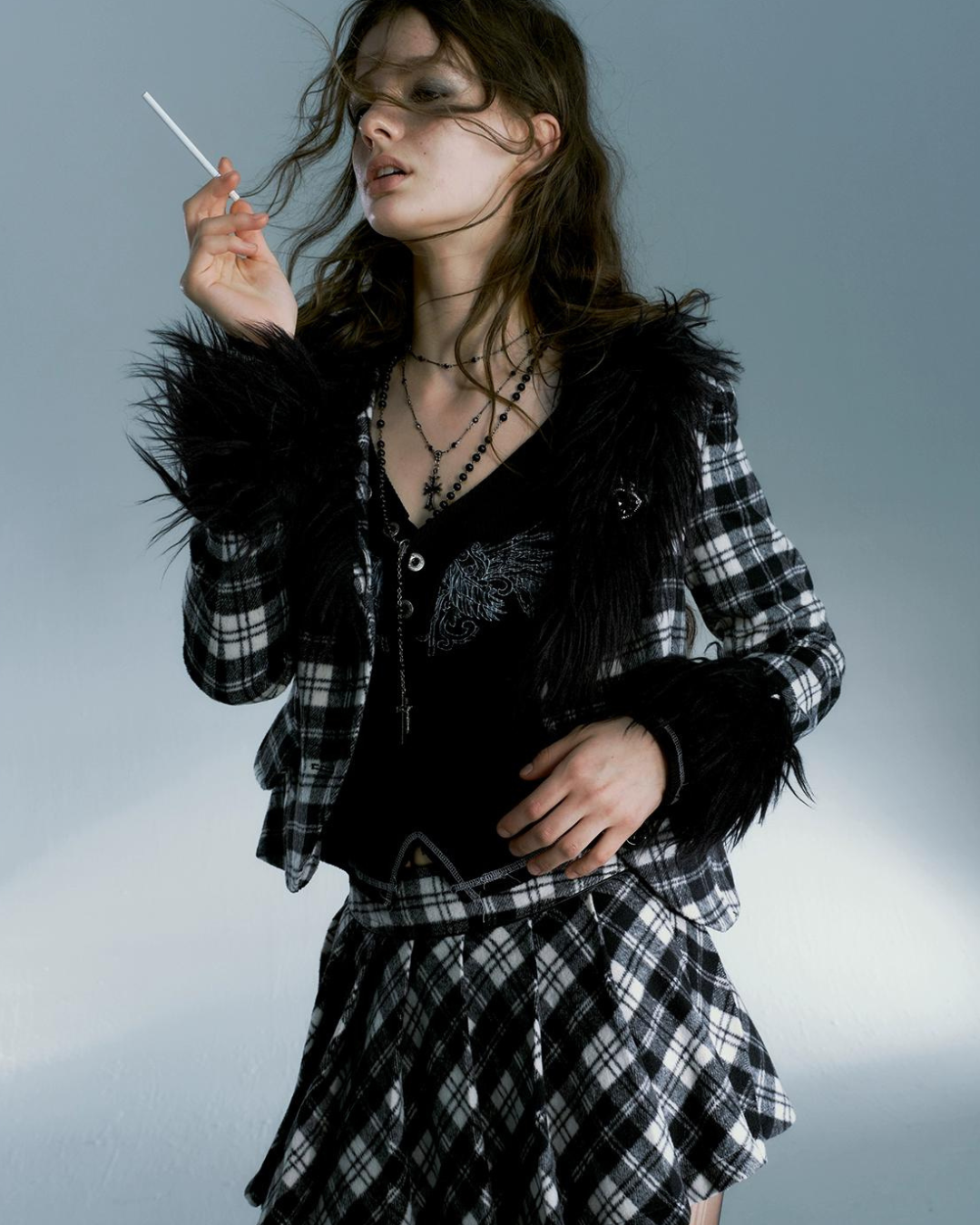 Punk Plaid Jacket＆Pleated Skirt SAP0011