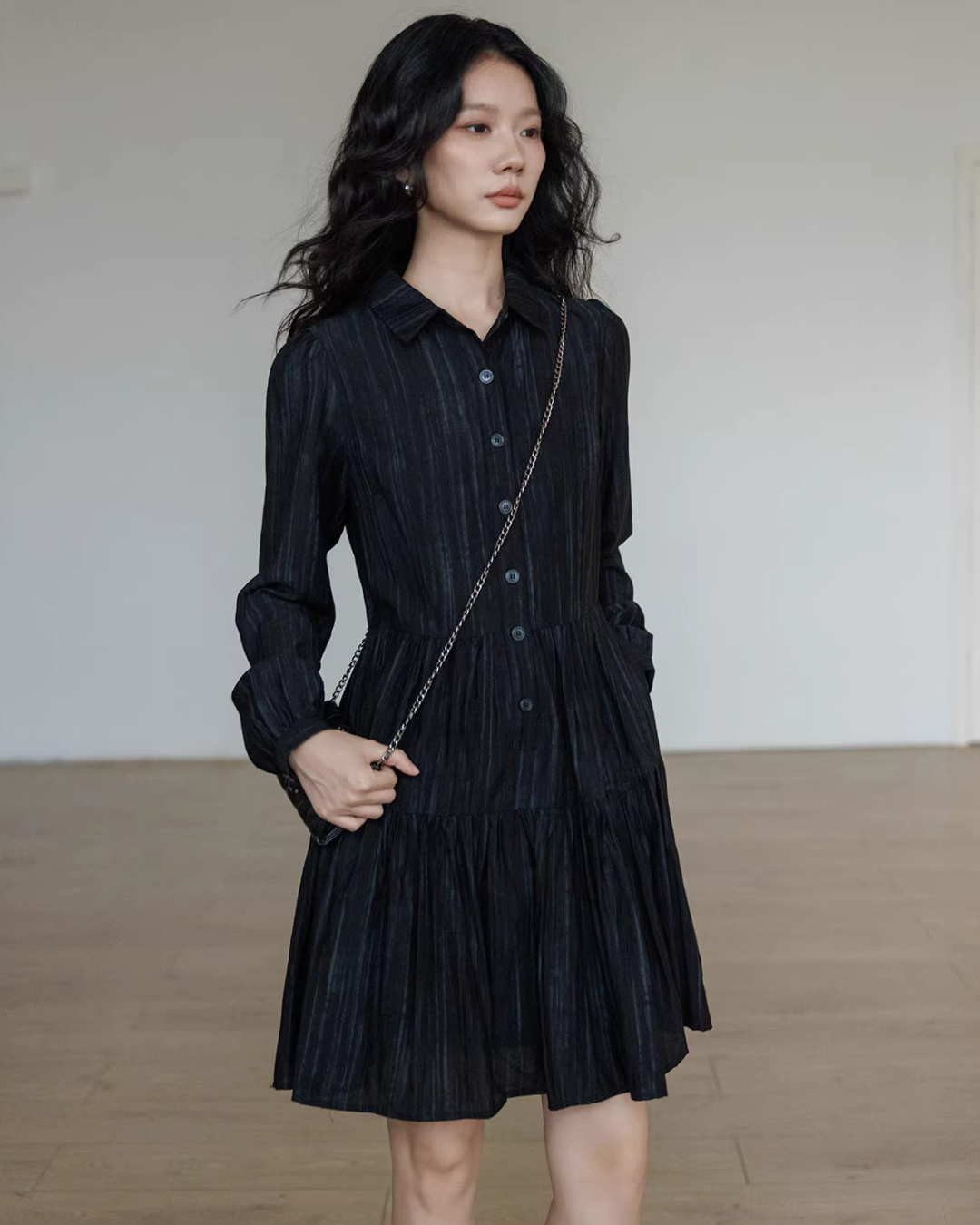 Polo Collar Long-Sleeve Dress VAS0190