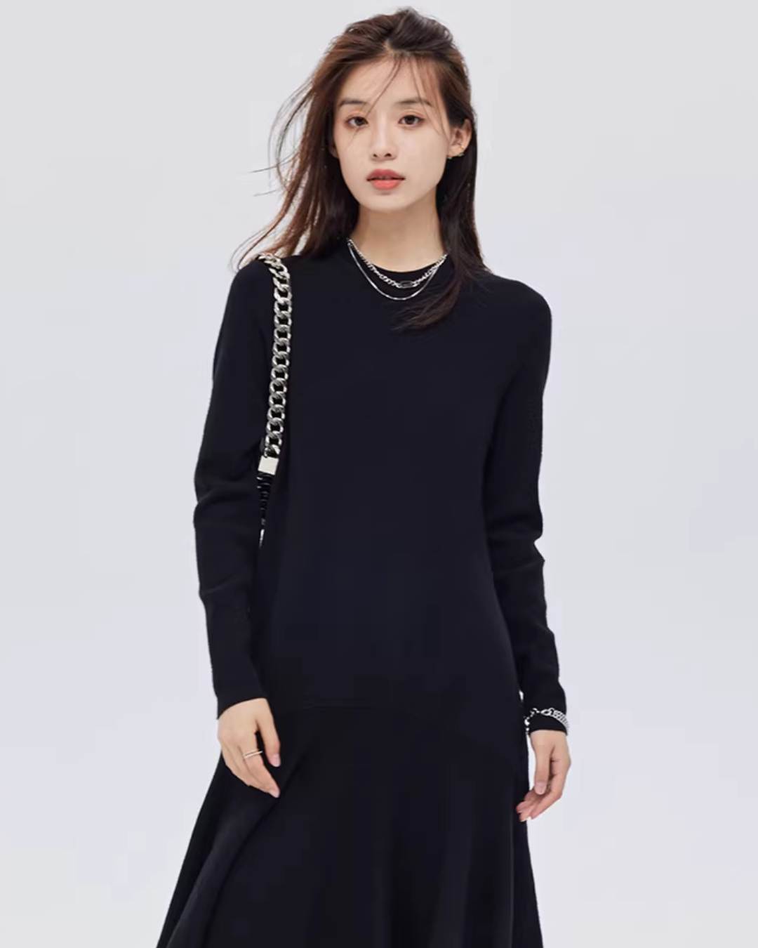 Flare Design Long-Sleeve Dress SHN0057