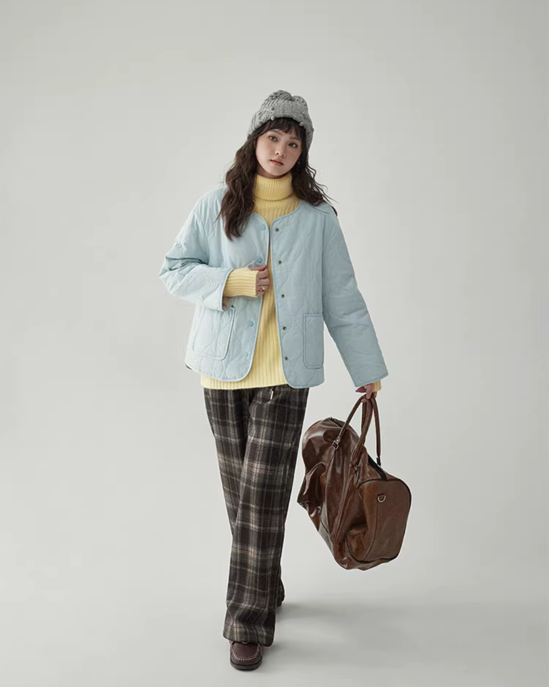 Wave Quilting Collarless Jacket AMU0045