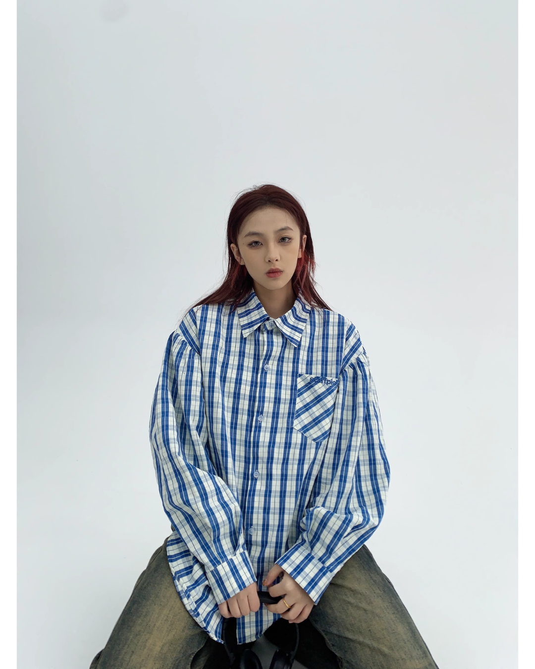 Loose Check Blue Shirt YLS0096