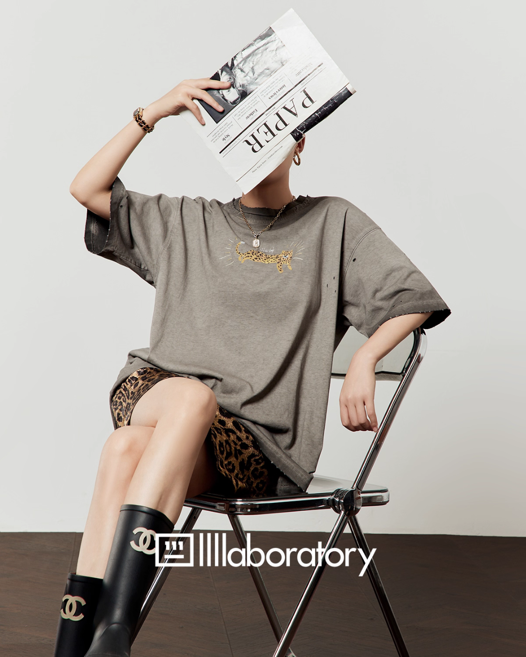 Tiger Print Short Sleeve T-Shirt / Leopard Mini Skirt LLA0504