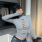 High Neck Ripped Design T-Shirt  ZRS0085