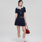 Checked Collar Half Button Top ASG0042