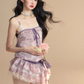 French Purple Frill Dress LAS0021