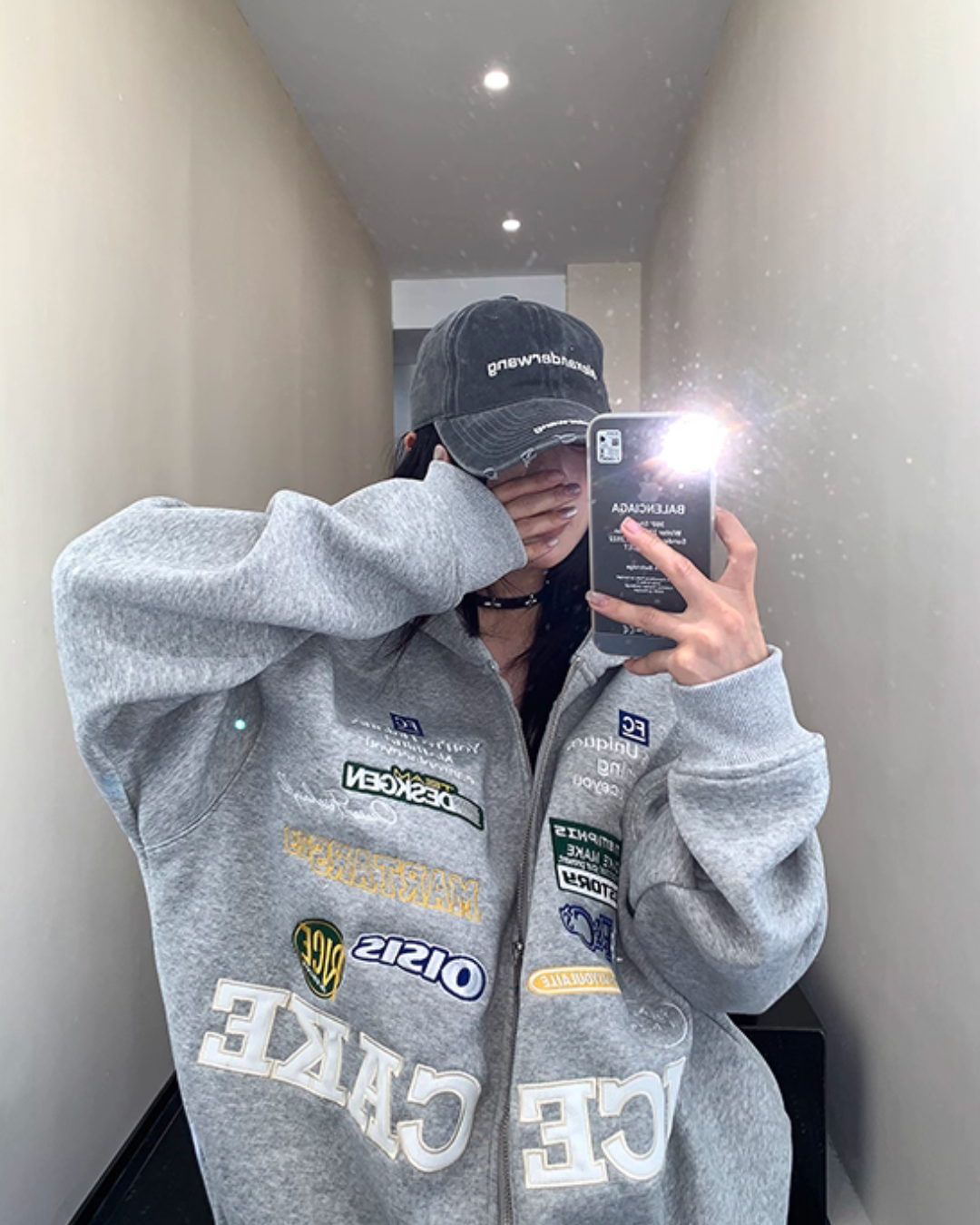 Patch Big Silhouette Zip Hoodie YLS0929