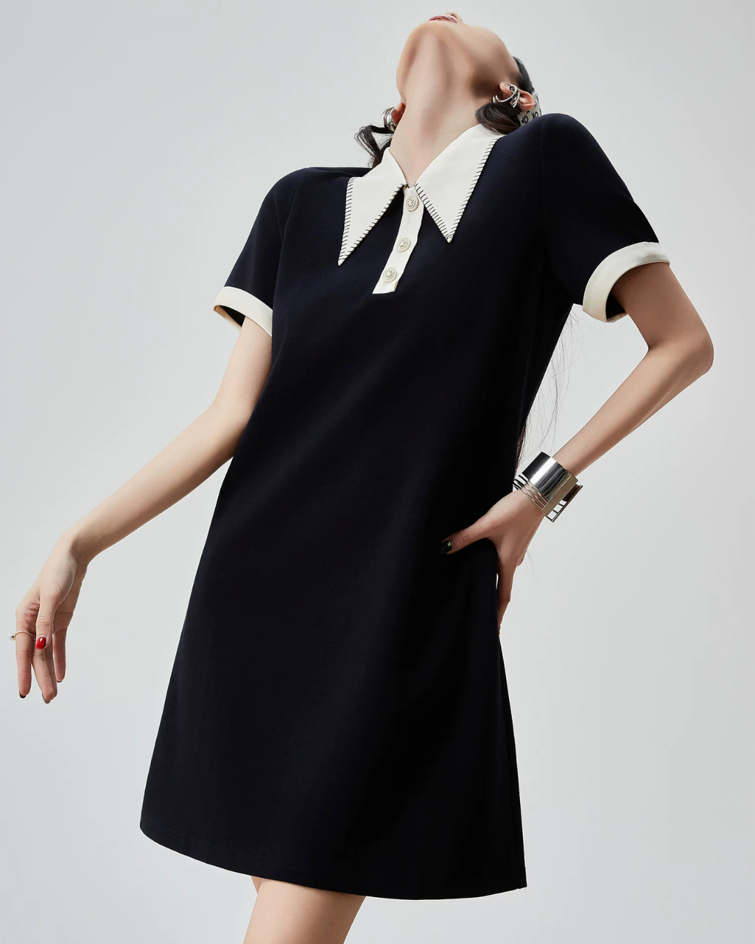 Color-Block Design Polo Dress FER0217