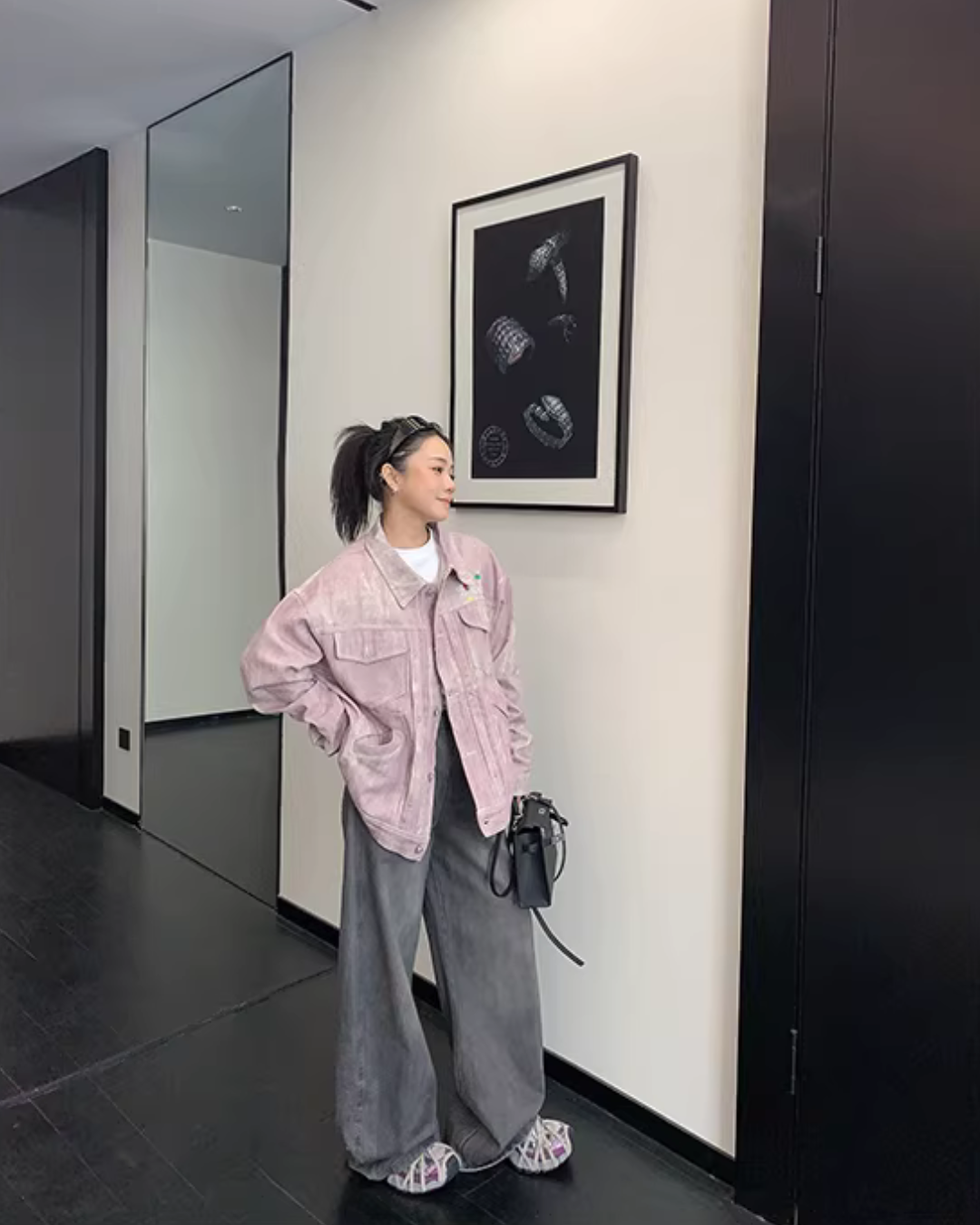 Back Logo Pink Denim Jacket YLS1026