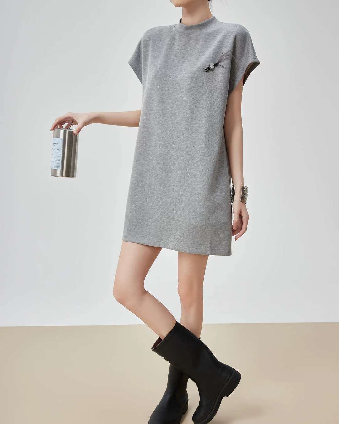 Mock Neck T-Shirt Dress FER0141