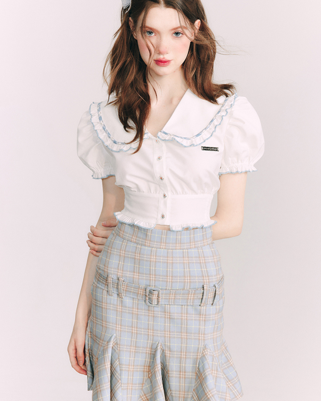 American Retro Ruffle High Waist Skirt GOU0102