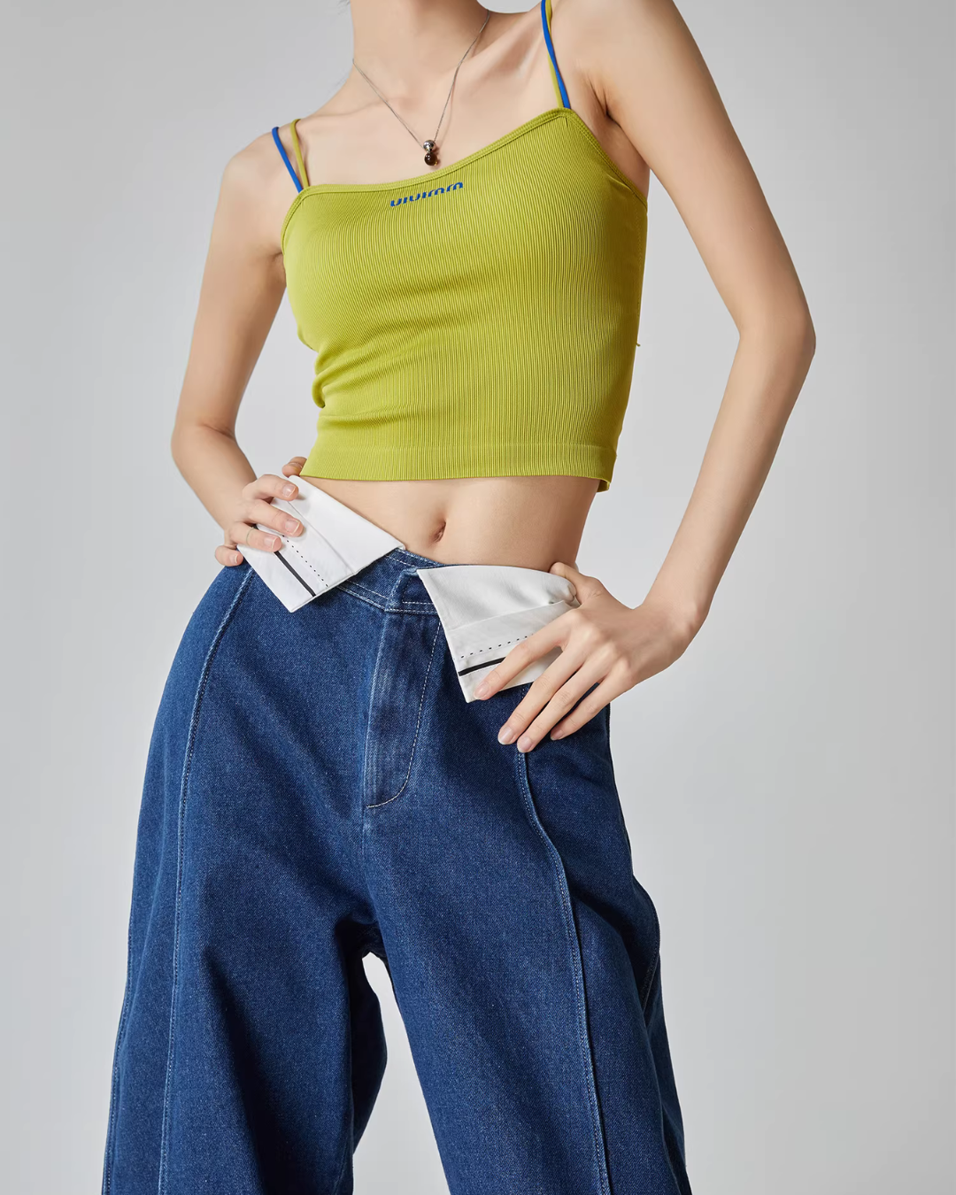 Cuffed Waist Wide Denim FER0097