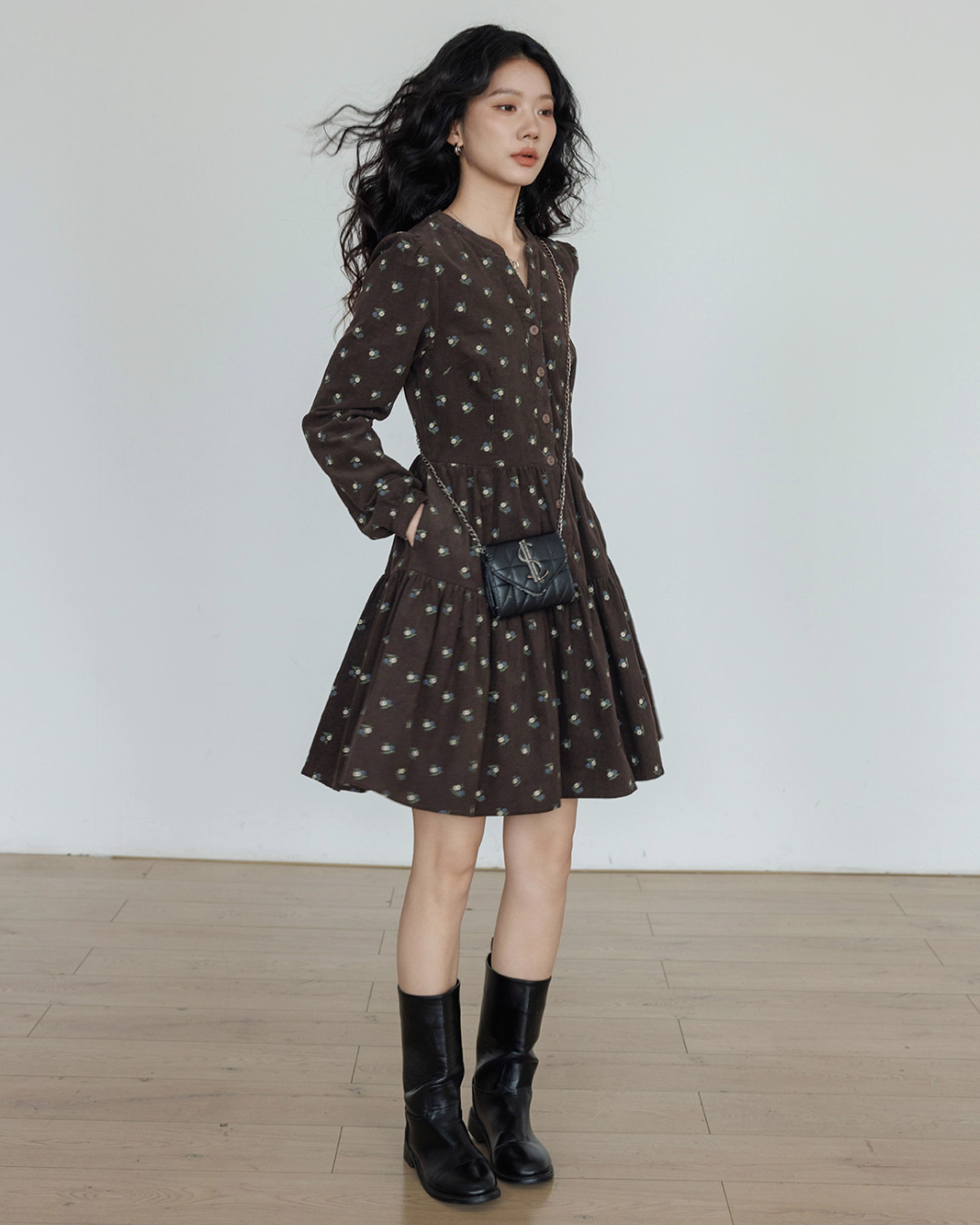 Small Floral Print Flare Dress VAS0163