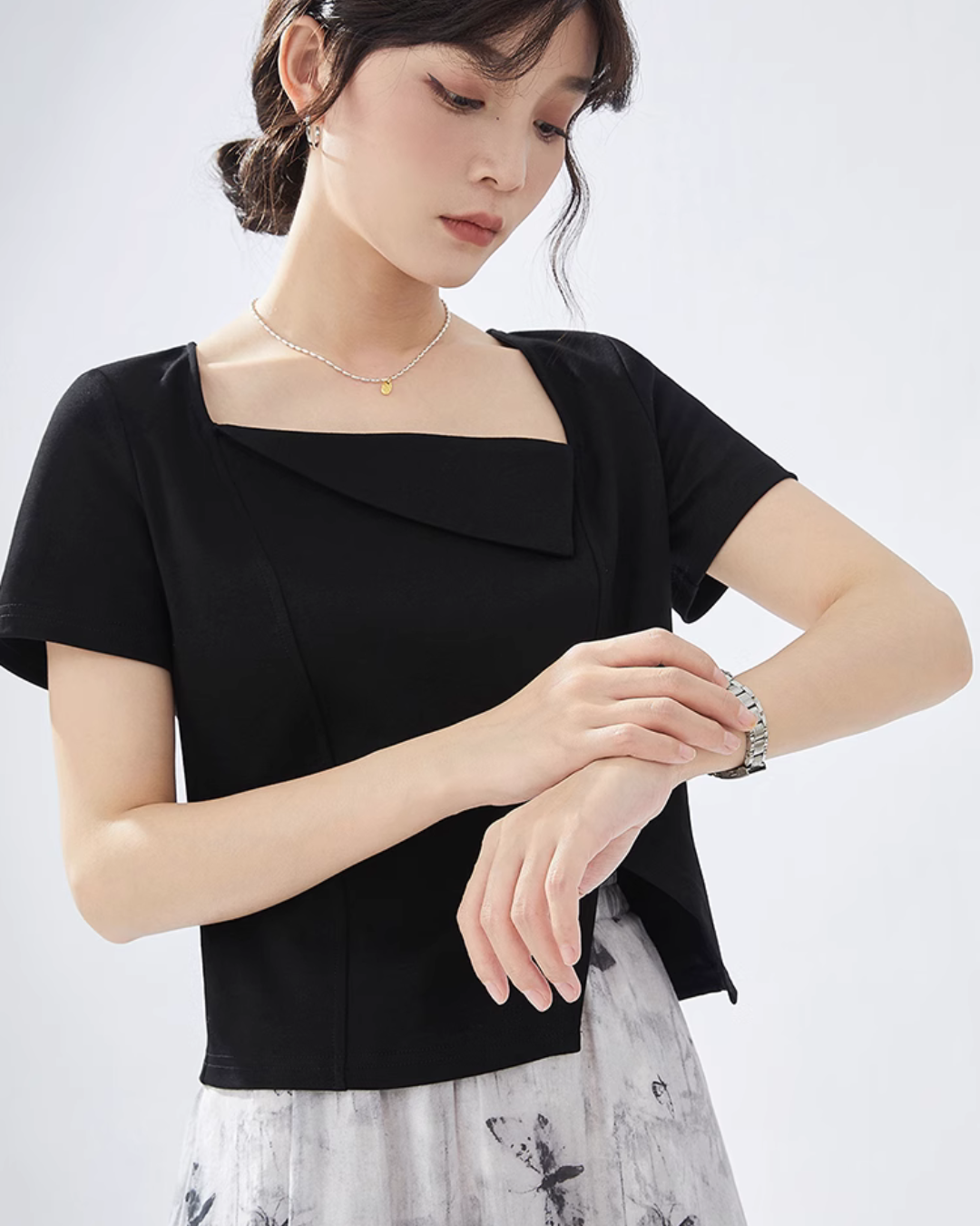 Square Short Sleeve Tops GIR0006