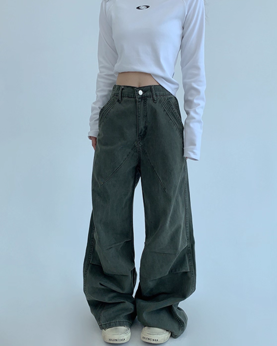 Oversized Denim Cargo Pants YLS0936