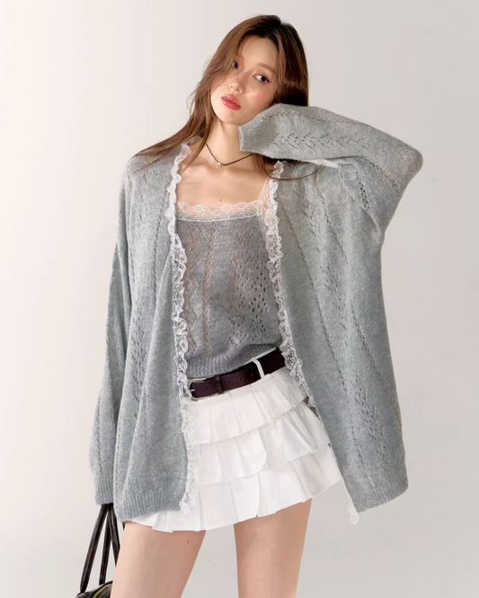 Lace Knit Cardigan / Lace Knit Camisole ASG0063