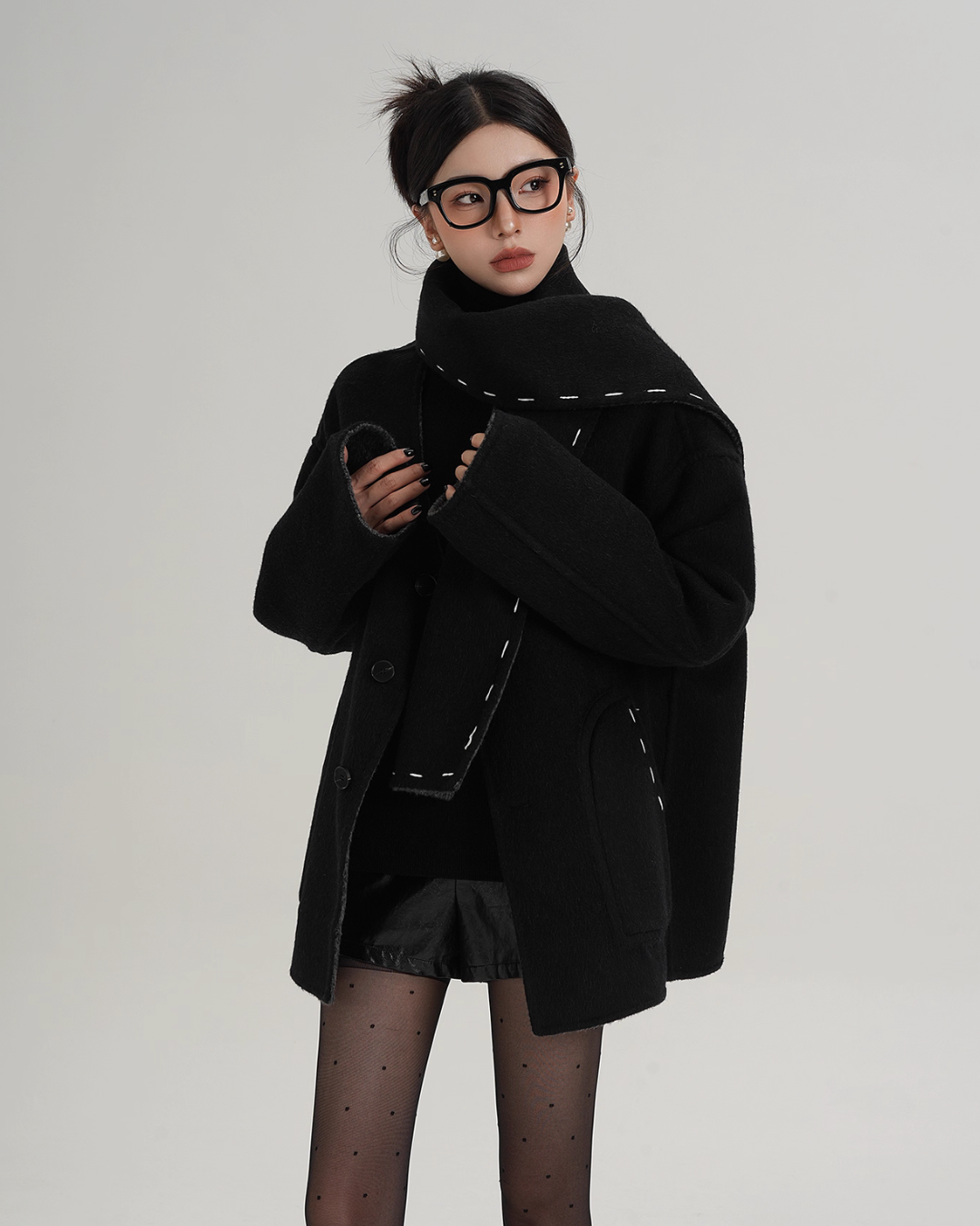 Scarf Mid-Length Wool Coat SRS0383