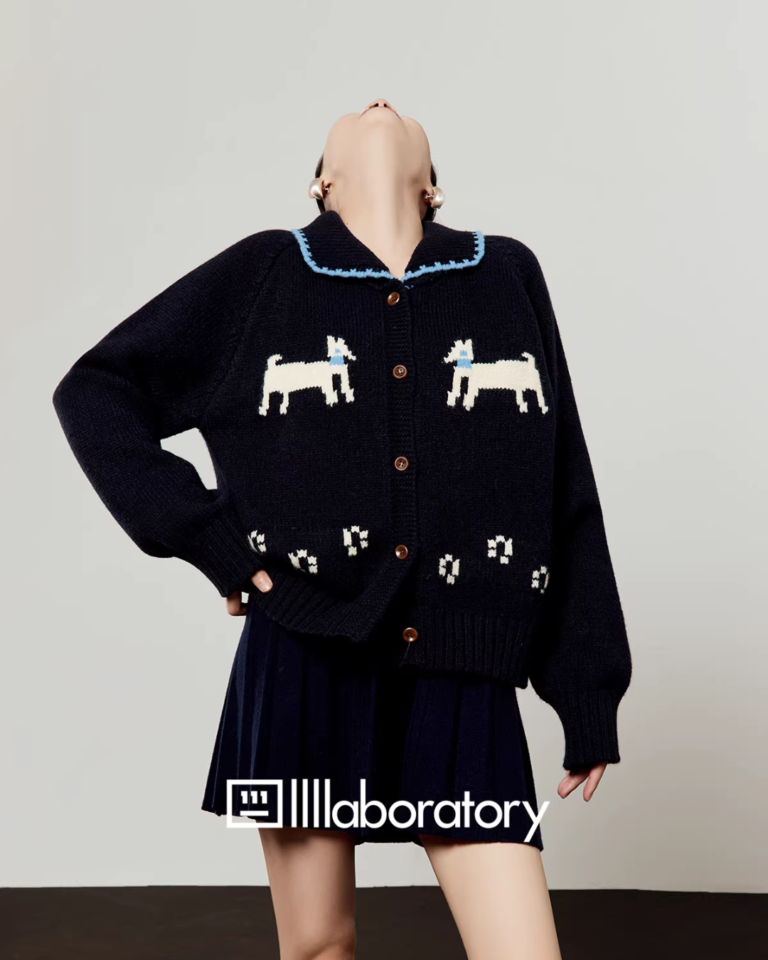 Puppy Jacquard Knit Cardigan/Mini Skirt LLA0608