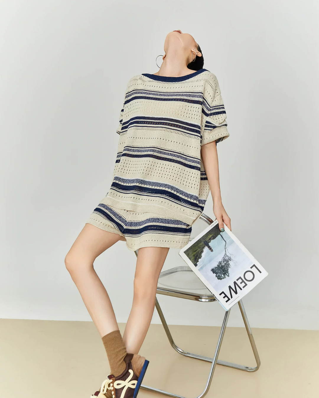 Openwork Knit Summer Top / Short Pants FER0355
