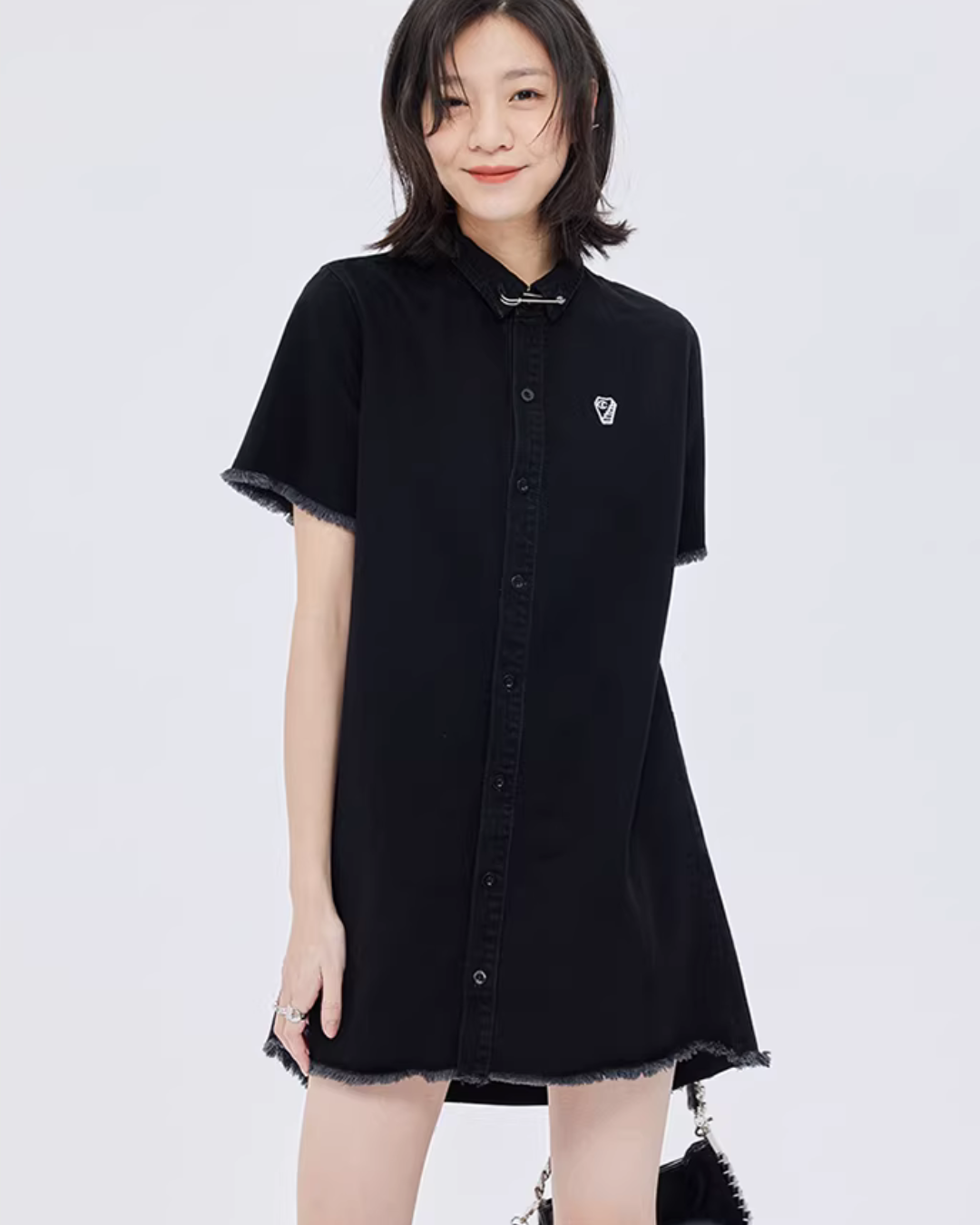 Polo Collar Embroidered Shirt Dress SHN0005