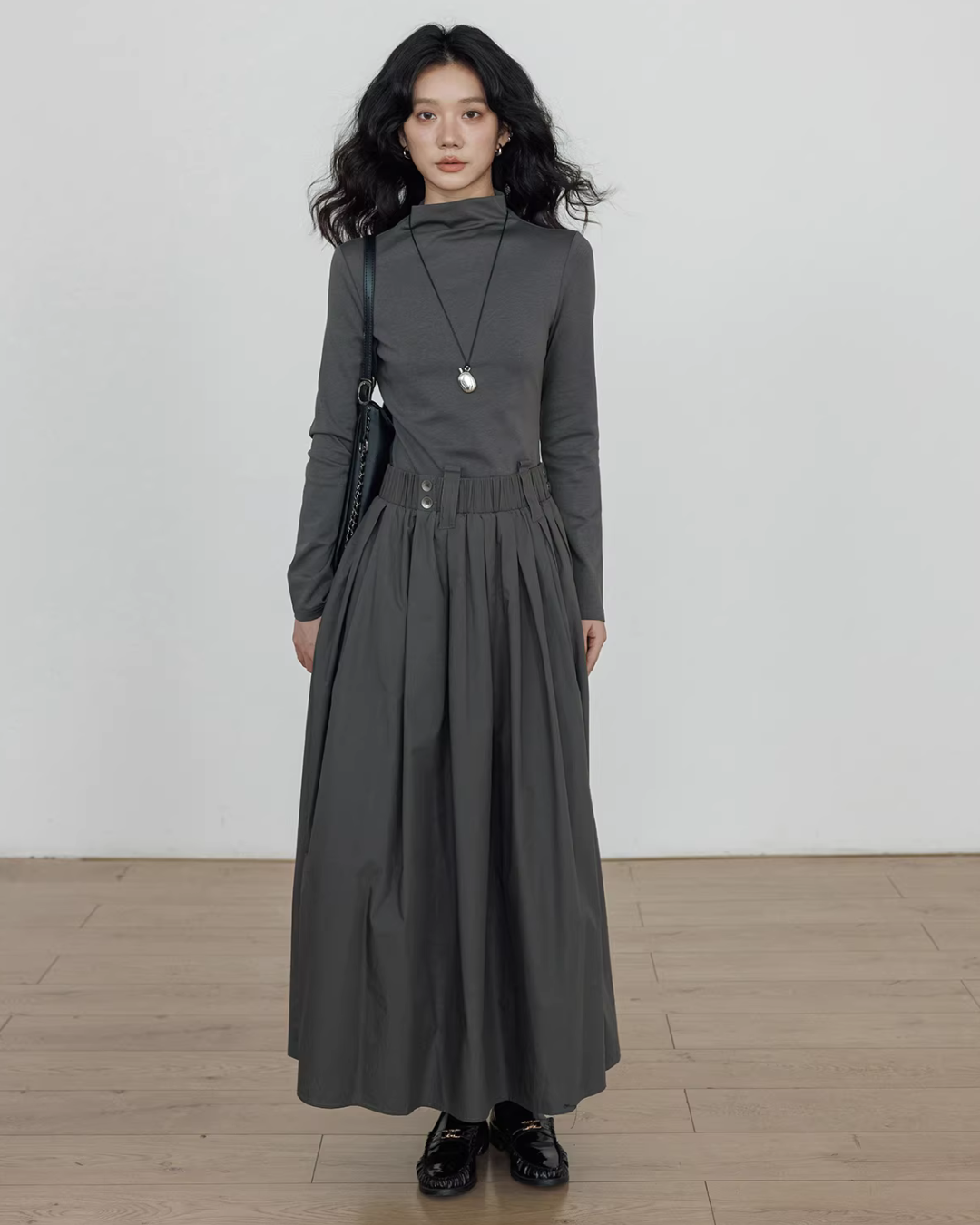 Half-Turtleneck Long Dress VAS0185