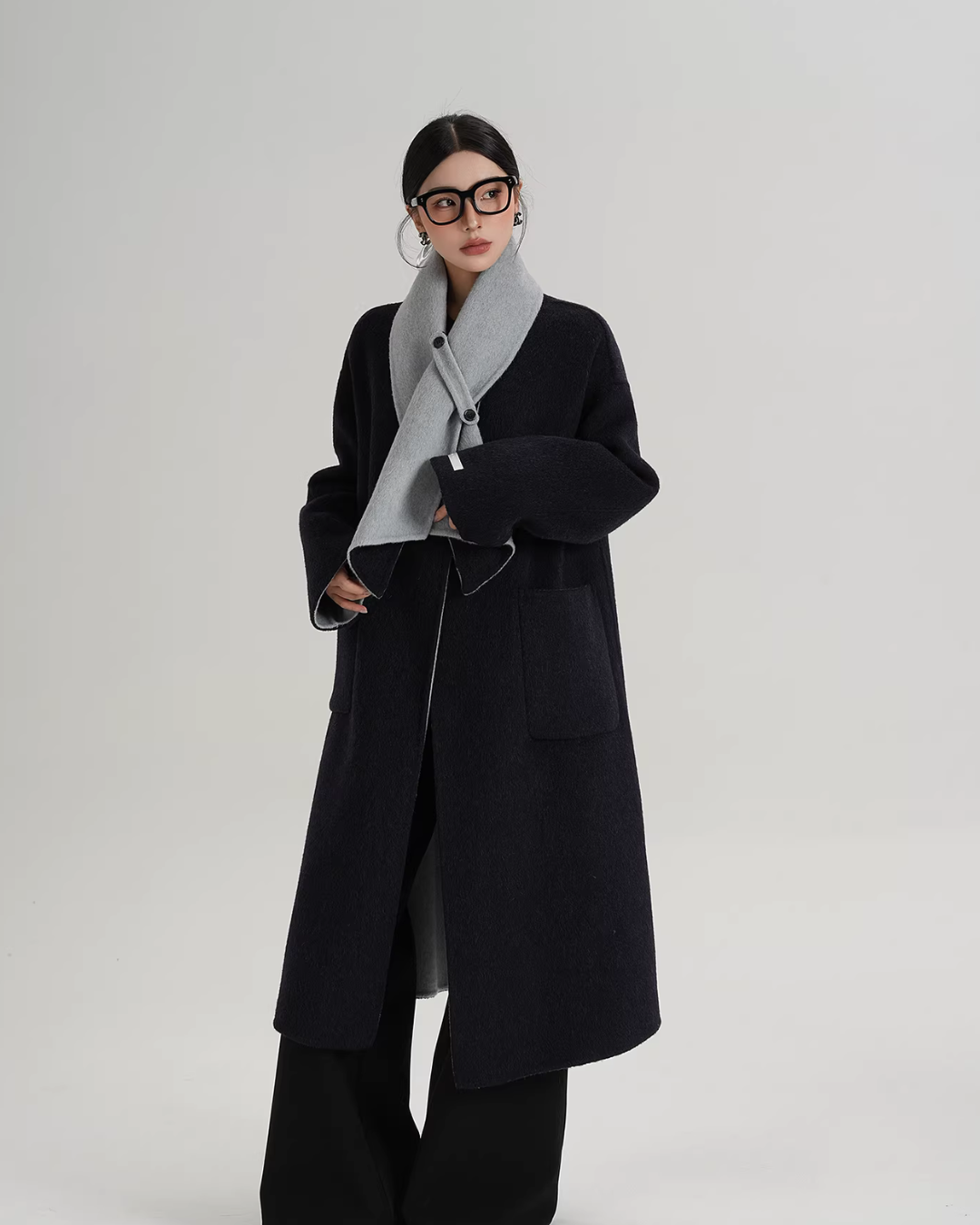 Scarf Collarless Coat SRS0412