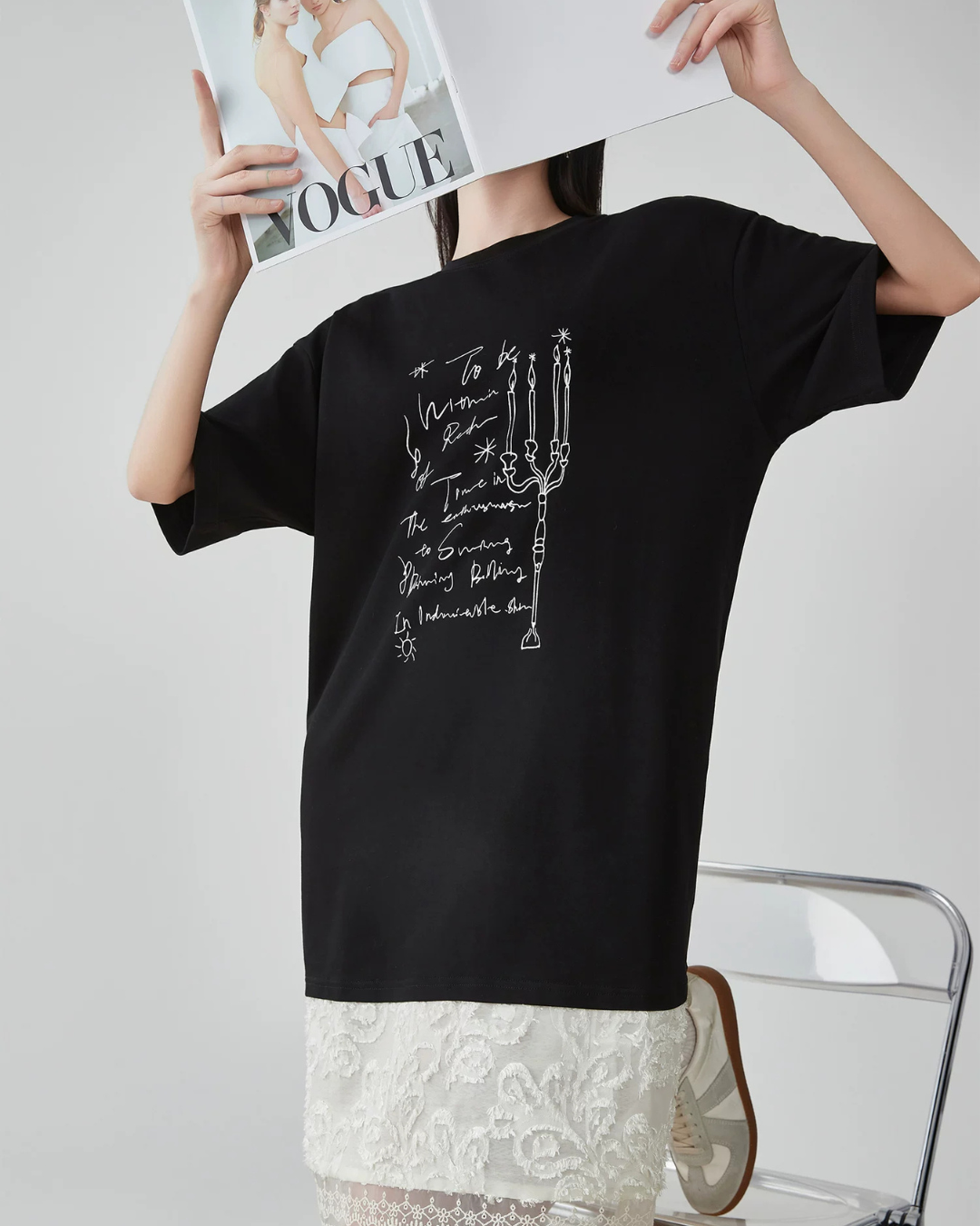 White Lace Docking T-Shirt Dress FER0187