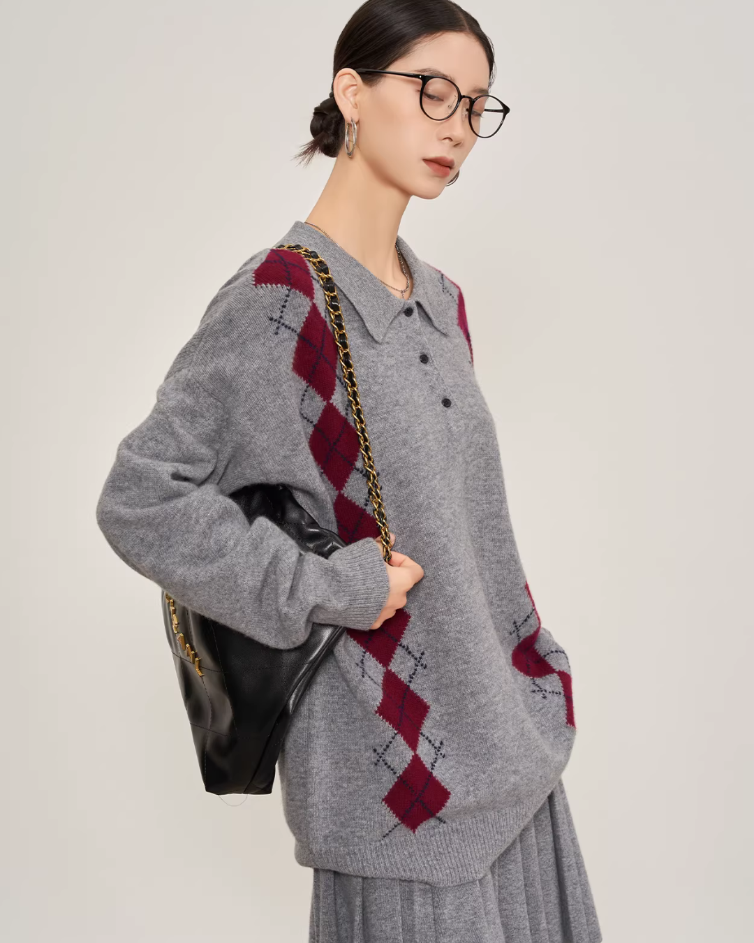 Argyle Knit Tops / Knit Mini Skirt SUY0028