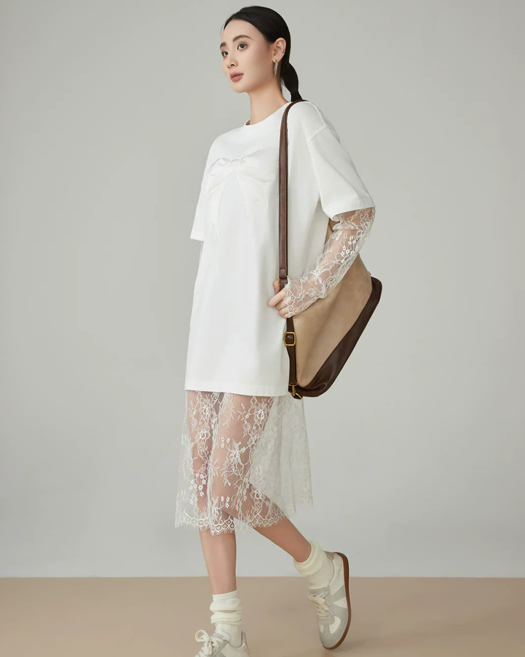 Lace Docking T-Shirt Dress FER0150