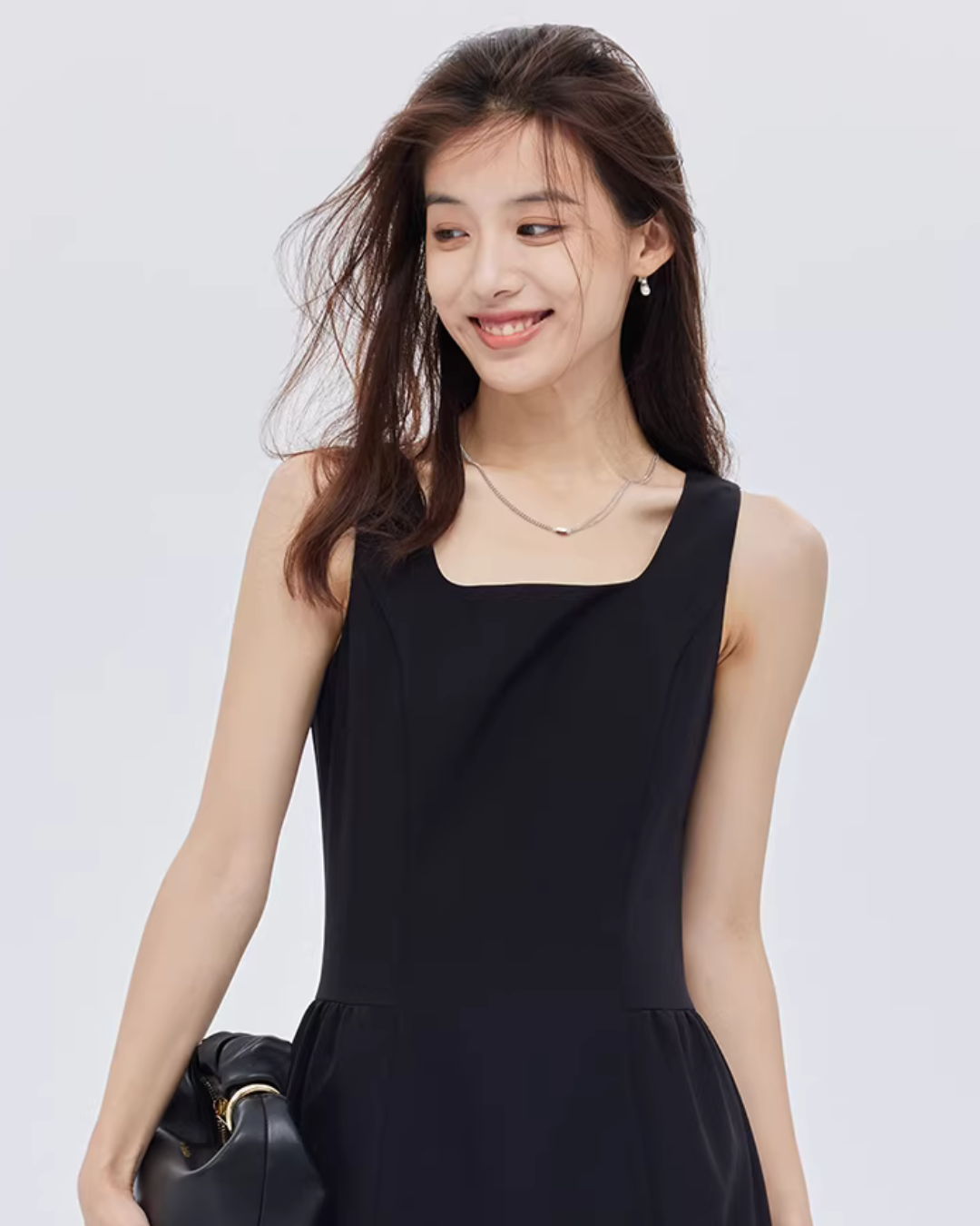 Square-Neck Wide Strap Dress SHN0009