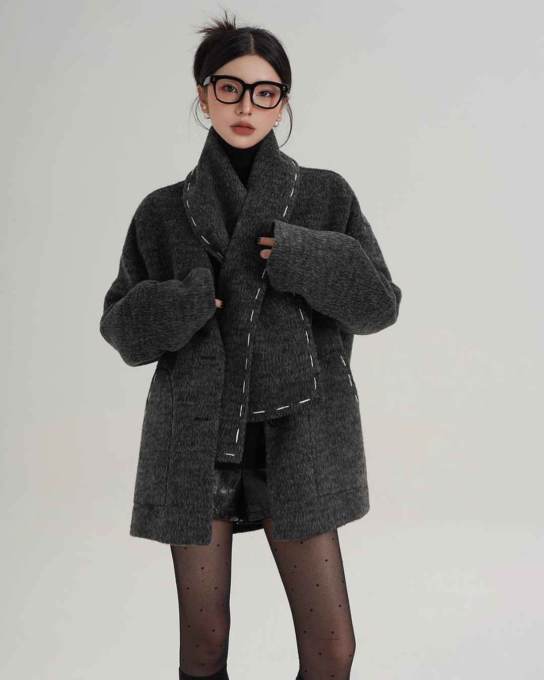 Scarf Mid-Length Wool Coat SRS0383