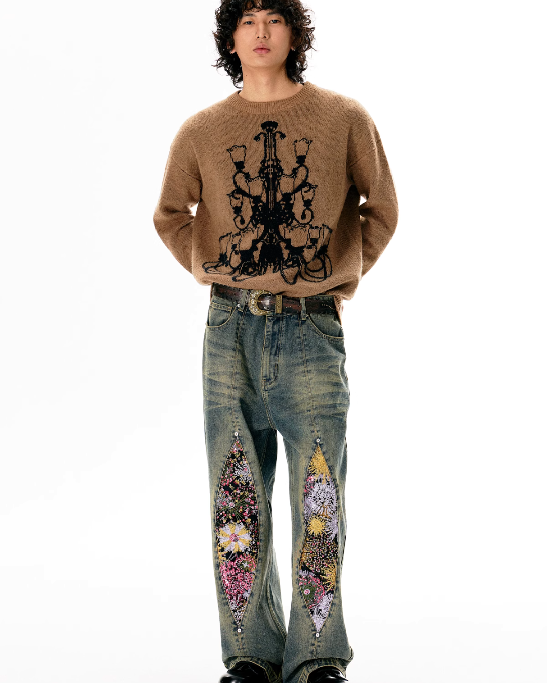 Retro Floral Design Denim Pants ART0001