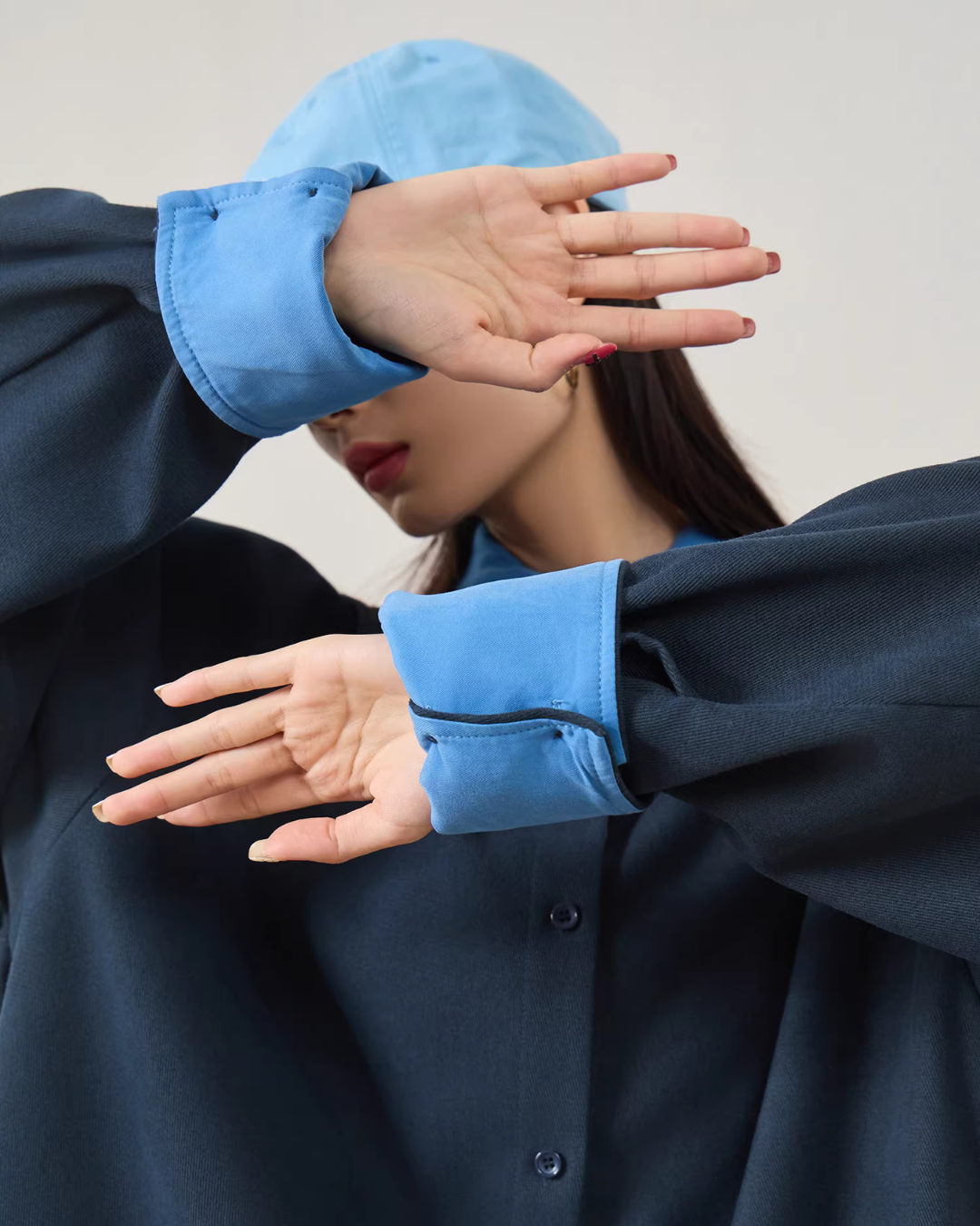 Color-Block Layered Oversized Shirt FER0072