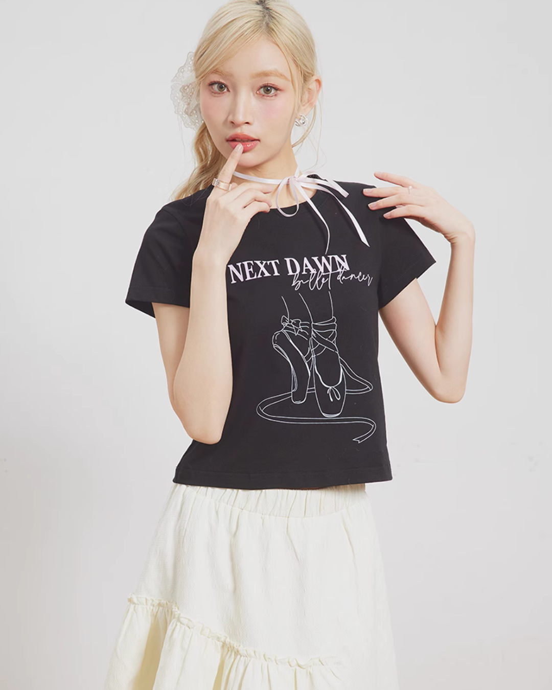 Ballet Shoes Print Short Sleeve T-Shirt NXD0004