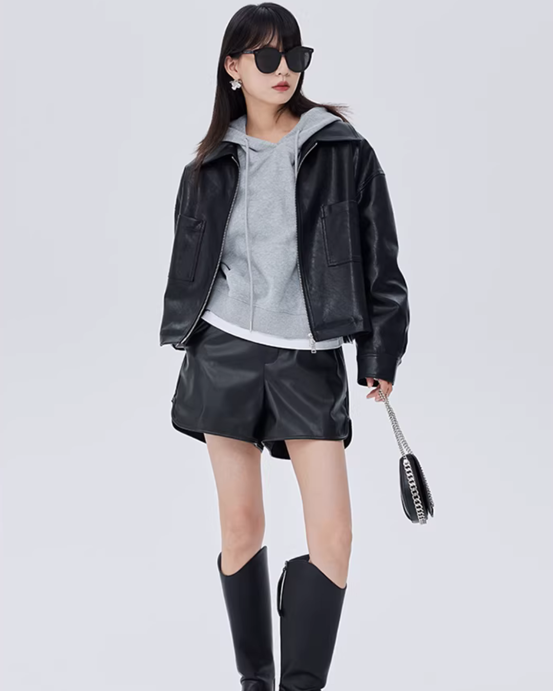 Drop Shoulder Leather Jacket SHN0020