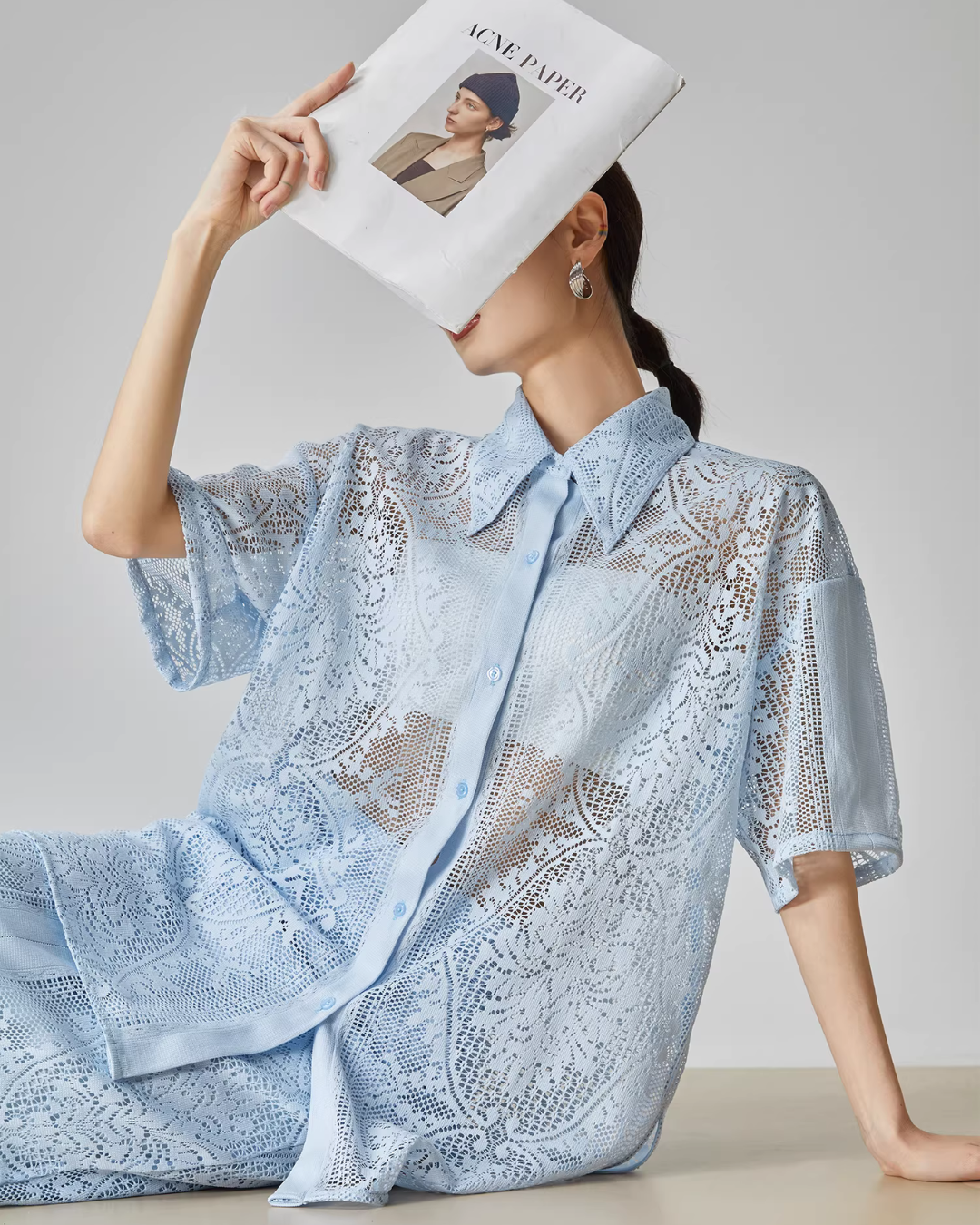 Panel Lace Color Shirt / Ornament Panel Lace Skirt FER0107