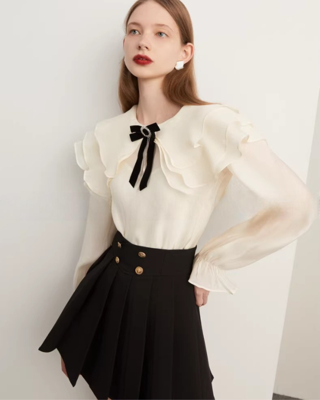 High-Waist Gold Button Skirt DPY0071