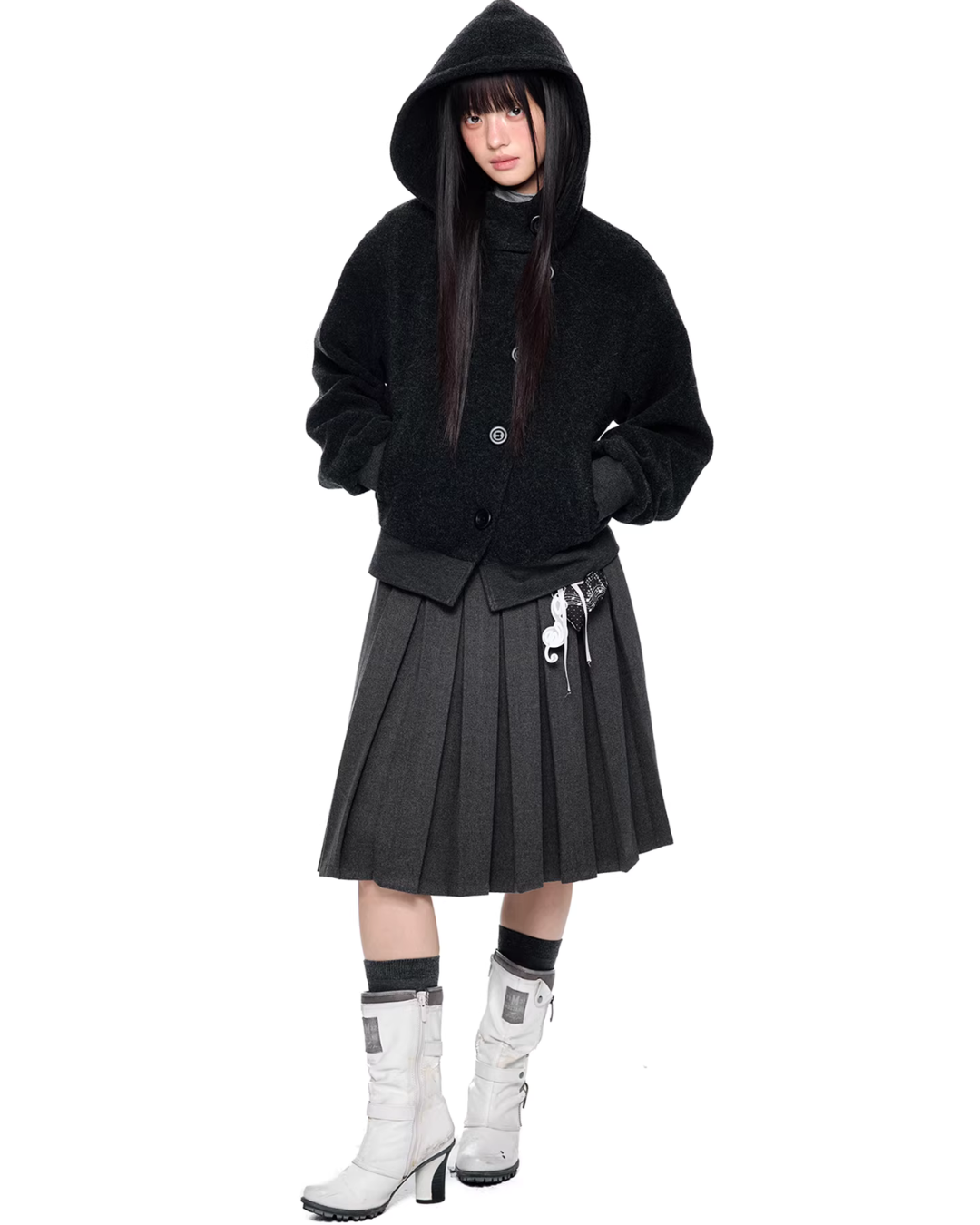 Short Wool Hooded Coat EZK0102