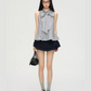 Navy Blue Double Layer Skirt PUC0017