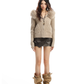 Faux Fur Zip Knit Top BGS0042