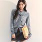 Dog Embroidery Round Neck Knit Cardigan ASG0070